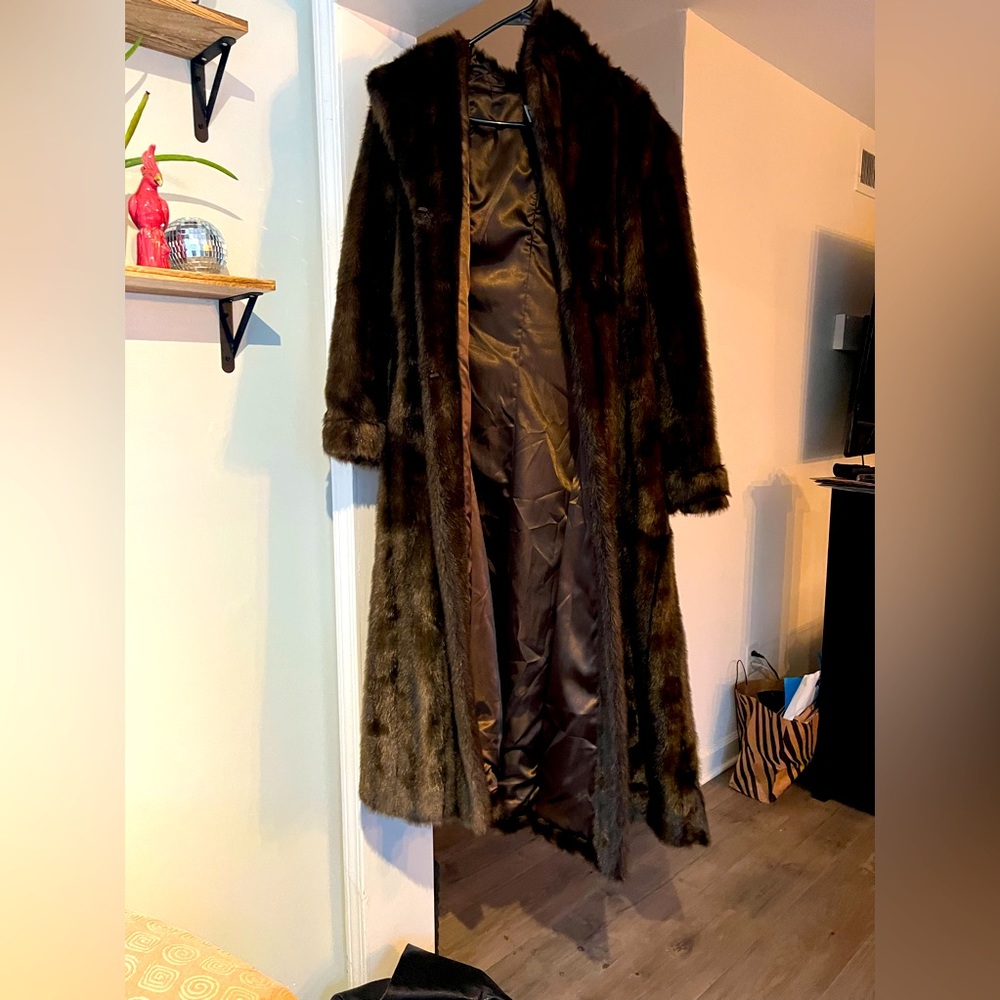 Vintage brown fur long coat